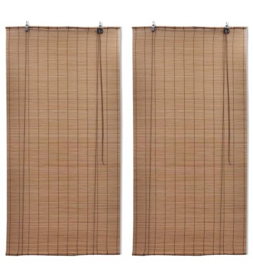 vidaXL Bamboo Roller Blinds 2 pcs Brown 47.2" x 86.8"