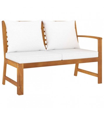 vidaXL 9 Piece Patio Lounge Set with Cushion Cream Solid Acacia Wood