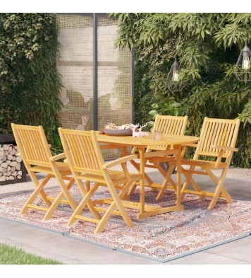 vidaXL 5 Piece Patio Dining Set Solid Teak Wood