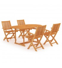 vidaXL 5 Piece Patio Dining Set Solid Teak Wood