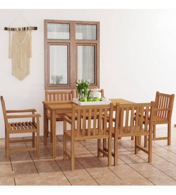 vidaXL 7 Piece Patio Dining Set Solid Teak Wood