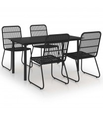 vidaXL 5 Piece Patio Dining Set Poly Rattan and Glass