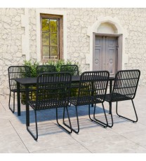 vidaXL 7 Piece Patio Dining Set Poly Rattan and Glass