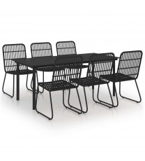 vidaXL 7 Piece Patio Dining Set Poly Rattan and Glass