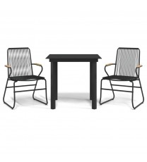 vidaXL 3 Piece Patio Dining Set Black PVC Rattan