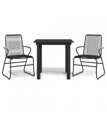 vidaXL 3 Piece Patio Dining Set Black PVC Rattan