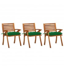 vidaXL Patio Dining Chairs with Cushions 3 pcs Solid Acacia Wood