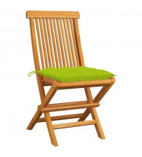 vidaXL Patio Chairs with Bright Green Cushions 2 pcs Solid Teak Wood