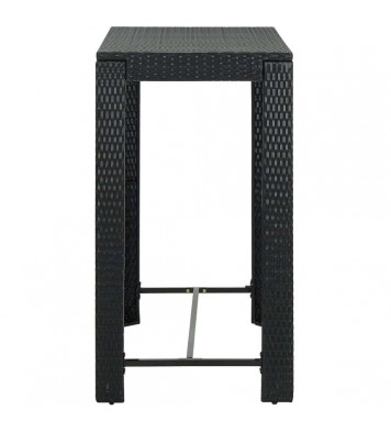 vidaXL 5 Piece Patio Bar Set with Cushions Poly Rattan Black