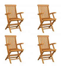 vidaXL Folding Patio Chairs 4 pcs Solid Teak Wood