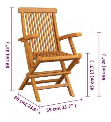 vidaXL Folding Patio Chairs 4 pcs Solid Teak Wood