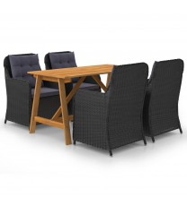 vidaXL 5 Piece Patio Dining Set Black