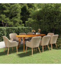 vidaXL 9 Piece Patio Dining Set Brown