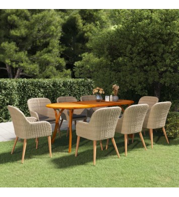 vidaXL 9 Piece Patio Dining Set Brown