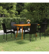 vidaXL 7 Piece Patio Dining Set Black