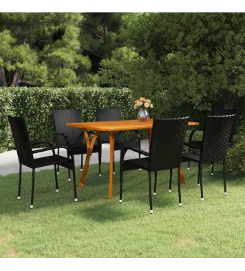 vidaXL 7 Piece Patio Dining Set Black