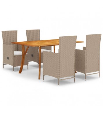 vidaXL 5 Piece Patio Dining Set Beige