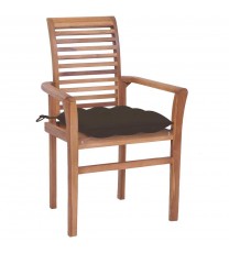 vidaXL Dining Chairs 8 pcs with Taupe Cushions Solid Teak Wood