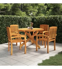 vidaXL 5 Piece Patio Dining Set Solid Wood Teak