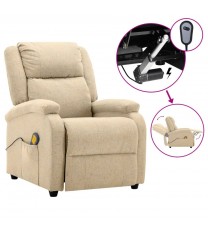 vidaXL Massage Recliner Cream Fabric