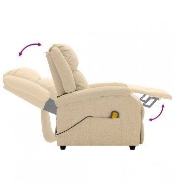 vidaXL Massage Recliner Cream Fabric