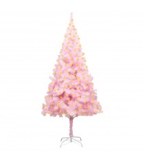 vidaXL Artificial Christmas Tree with LEDs&Stand Pink 82.7" PVC