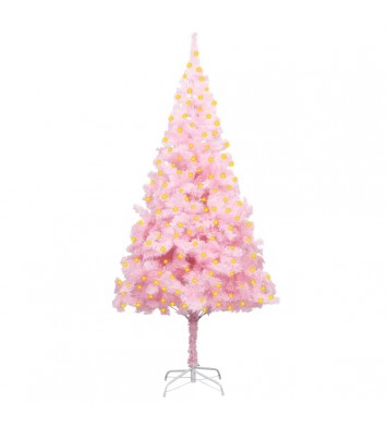 vidaXL Artificial Christmas Tree with LEDs&Stand Pink 82.7" PVC