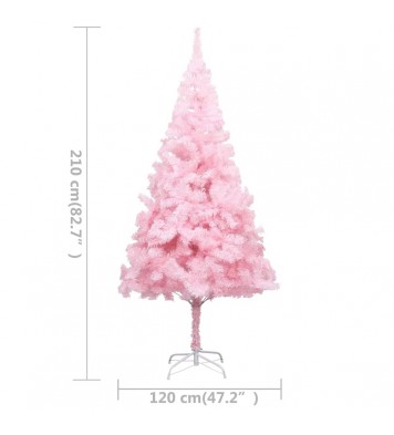 vidaXL Artificial Christmas Tree with LEDs&Stand Pink 82.7" PVC