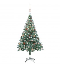 vidaXL Frosted Christmas Tree with LEDs&Ball Set Pinecones 59.1"