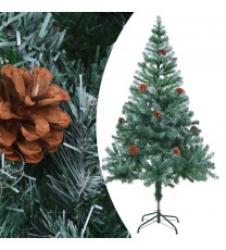 vidaXL Frosted Christmas Tree with LEDs&Ball Set Pinecones 59.1"