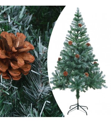 vidaXL Frosted Christmas Tree with LEDs&Ball Set Pinecones 59.1"