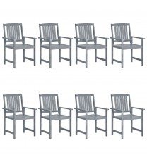 vidaXL Patio Chairs 8 pcs Solid Acacia Wood Gray