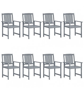 vidaXL Patio Chairs 8 pcs Solid Acacia Wood Gray