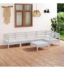 vidaXL 6 Piece Patio Lounge Set Solid Pinewood White