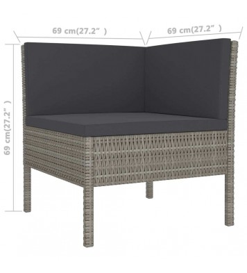 vidaXL 8 Piece Patio Lounge Set with Cushions Poly Rattan Gray