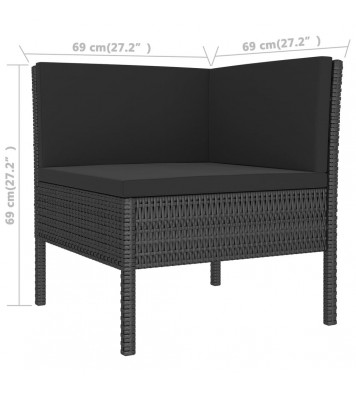 vidaXL 11 Piece Patio Lounge Set with Cushions Poly Rattan Black