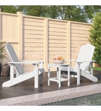 vidaXL Patio Adirondack Chairs with Table HDPE White