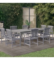 vidaXL 9 Piece Patio Dining Set Solid Wood Acacia Gray