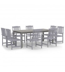 vidaXL 9 Piece Patio Dining Set Solid Wood Acacia Gray