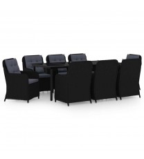 vidaXL 9 Piece Patio Dining Set Black