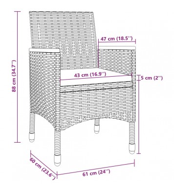 vidaXL 9 Piece Patio Dining Set with Cushions Poly Rattan and Glass