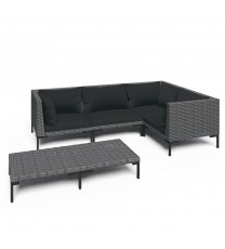 vidaXL 5 Piece Patio Lounge Set with Cushions Poly Rattan Dark Gray