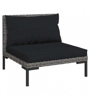 vidaXL 11 Piece Patio Lounge Set with Cushions Poly Rattan Dark Gray