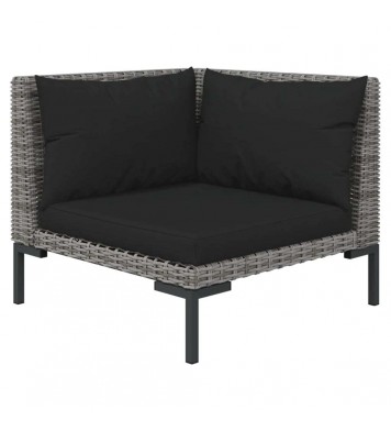 vidaXL 11 Piece Patio Lounge Set with Cushions Poly Rattan Dark Gray