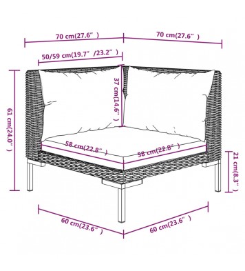 vidaXL 11 Piece Patio Lounge Set with Cushions Poly Rattan Dark Gray