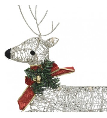 vidaXL Reindeer & Sleigh Christmas Decoration 100 LEDs Outdoor Gold