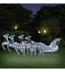 vidaXL Reindeer & Sleigh Christmas Decoration 100 LEDs Outdoor White