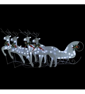 vidaXL Reindeer & Sleigh Christmas Decoration 100 LEDs Outdoor White