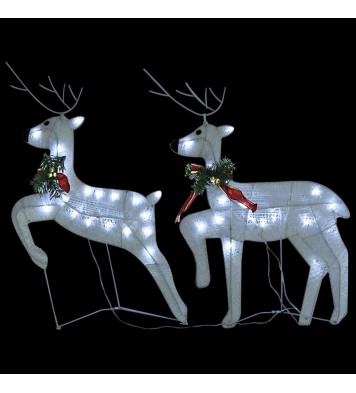 vidaXL Reindeer & Sleigh Christmas Decoration 100 LEDs Outdoor White