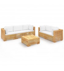 vidaXL 6 Piece Patio Lounge Set with Cushions Solid Wood Teak